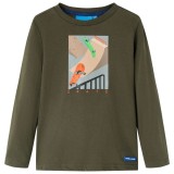 Tricou pentru copii cu m&acirc;neci lungi, kaki, 140