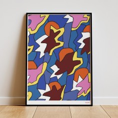 GEORGE SOWDEN poster litografie afis print Albastru Roz Galben 50 x 70cm Memphis Milano Group