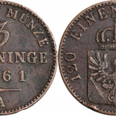 1861 - A - 3 pfenninge - Wilhelm I - Regatul Prusiei Monetaria : Berlin