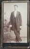 Fotografie tip CDV, barbat cu mustata, sfarsit de secol XIX