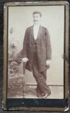 Fotografie tip CDV, barbat cu mustata, sfarsit de secol XIX