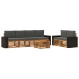 vidaXL Set de canapele de exterior cu pernă 7 pcs Natural și Antracit 3384063