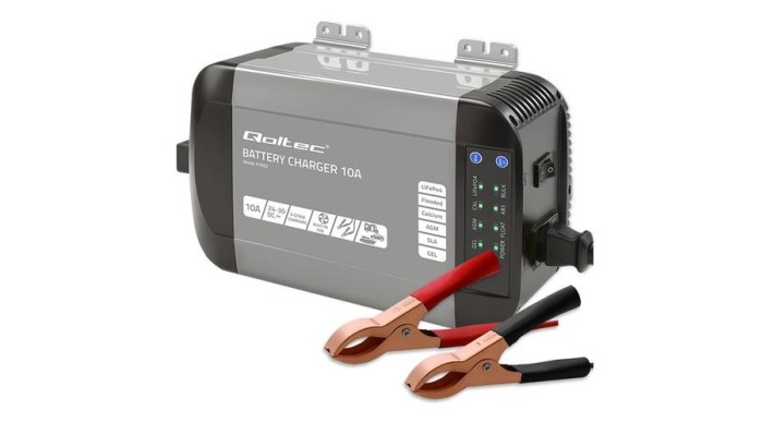 &Icirc;ncărcător Qoltec Smart Monolith pentru baterii LiFePO4 AGM GEL SLA | 10A | 24V