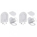 Set 2 Capace WC vidaXL, Plastic, Alb, &Icirc;nchidere Silențioasă, Universal, Montare Ușoară