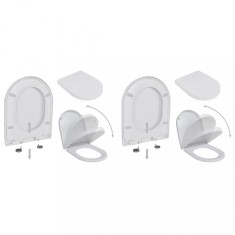 vidaXL Capace WC cu &icirc;nchidere silențioasă, 2 buc., alb, plastic