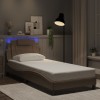 VidaXL Cadru de pat cu lumini LED cappuccino 80x200 cm piele ecologică 3213984