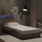 vidaXL Cadru de pat cu lumini LED cappuccino 80x200 cm piele ecologică 3213984
