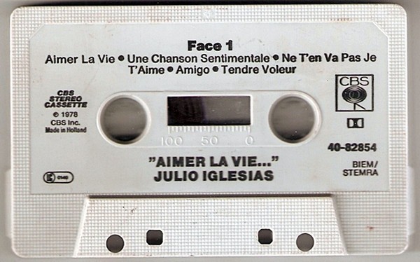 Casetă audio Julio Iglesias &lrm;&ndash; Aimer La Vie..., originală, fără copertă