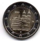 GERMANIA 2 euro 2021 A, Sachsen, UNC, Europa