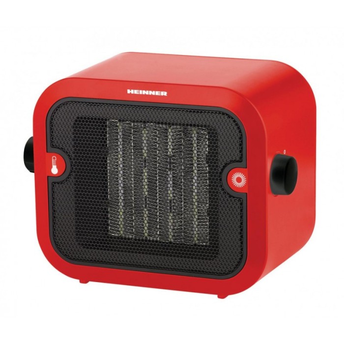 Radiator ceramic Heinner, 1500 W, 2 trepte putere, termostat reglabil, Rosu