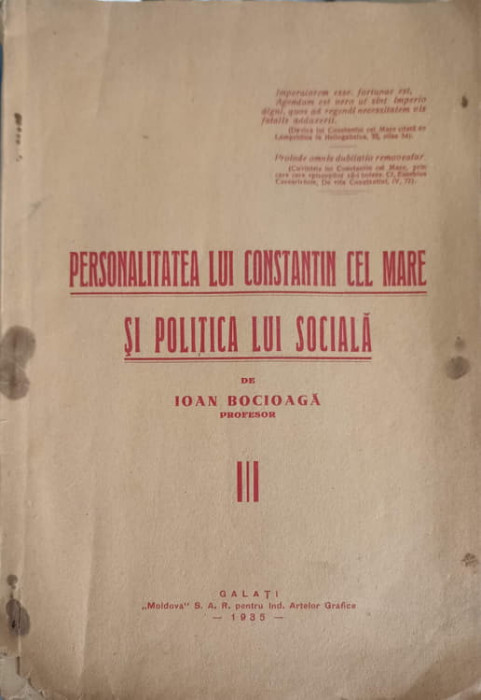 PERSONALITATEA LUI CONSTANTIN CEL MARE SI POLITICA LUI SOCIALA-IOAN BOCIOAGA