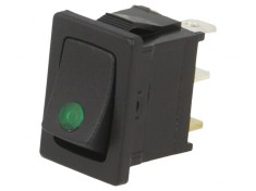 Comutator Rocker ON-OFF 16A 12VDC cu LED Negru foto