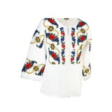 Bluza dama casual R 124, marime M, alb/rosu ferrari