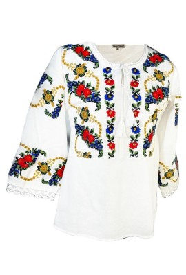 Bluza dama casual R 124, marime XL, alb/rosu ferrari foto