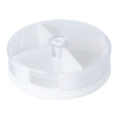 Organizator Pastile, Zamo&reg;, Dimensiune 80x80x30mm, 4x Compartimente, Rotund, cu Dozator, Culoare Alb