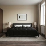 vidaXL Duvet de iarnă Patos Negru 200 x 200 cm Microfibră 42026100