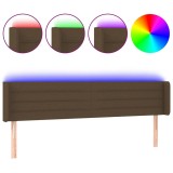 Cumpara ieftin Tablie de pat cu LED, maro inchis, 203x16x78/88 cm, textil