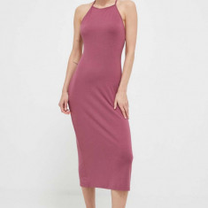 4F rochie culoarea violet, midi, mulata