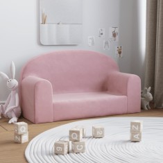 vidaXL Canapea pentru copii cu 2 locuri, roz, pluș moale 357015