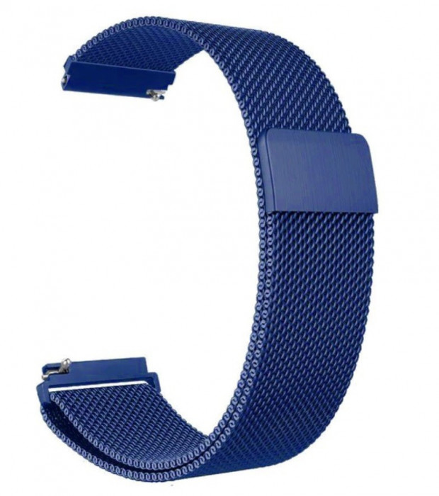 Curea tip Milanese Loop, compatibila Samsung Gear S3, telescoape Quick Release, 22mm, Albastru