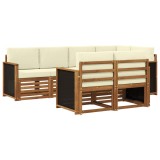 vidaXL Set canapea sectională cu pernă 6 pcs Natural și Crem 3384461