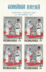 Spania/Romania, Exil rom., em. a XLVII-a, Craciun, bloc ned., 1967, eroare, MNH