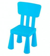 Scaun cu spatar pentru copii din masa plastica culoare albastra Raki foto