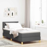 VidaXL Pat cu arcuri cu saltea și LED Gri &icirc;nchis 90x190 cm Țesătură