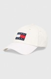 Tommy Jeans șapcă culoarea alb, cu imprimeu