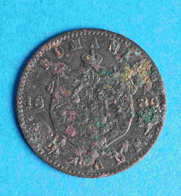 2 Bani 1880 - Moneda veche din perioada regala cu Regele Carol foto