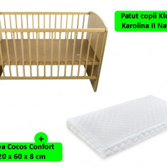 Patut fara sertar KLUPS Karolina II Natur + Saltea 8 MyKids Confort II GreatGoods Plaything