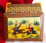 CASETA KATHAM KARI PERSIA REALIZATA DIN LEMN CU INTARSII DIN OS, LEMN SI ALAMA