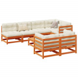 VidaXL Set canapele grădină cu perne, 8 piese, maro, lemn masiv de pin 3299347