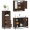 vidaXL Set mobilier de baie, 3 piese, stejar maro, lemn prelucrat 3301064