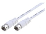 Cablu Coaxial 5m Alb Dublu Ecranat F-Mufă, Goobay