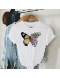 Cumpara ieftin Tricou Dama Alb Fluture - S(36)