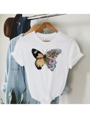 Tricou Dama Alb Fluture - S(36)