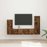 Cumpara ieftin Set comoda TV 4 buc. 30 x 31 x 100 cm Stejar fumuriu