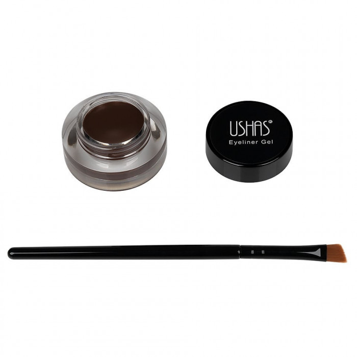 Tus de ochi gel Ushas Eyeliner Gel Waterproof, Maro + Pensula aplicare