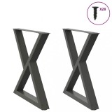 VidaXL Picioare masă de sufragerie, 2 buc., antracit, 80x(72-73,3) cm, oțel