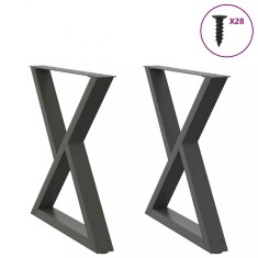 vidaXL Picioare masă de sufragerie, 2 buc., antracit, 80x(72-73,3) cm, oțel foto