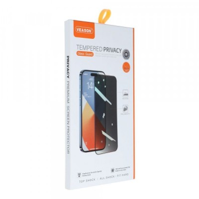 Folie de protectie Ecran Privacy Veason pentru Apple iPhone 15, Sticla Securizata, Full Glue, 6D foto