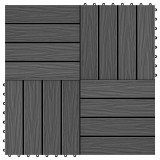Plăci podea &icirc;n relief, WPC, 11 buc., 30 x 30 cm, 1 mp, negru, vidaXL