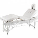Masă masaj pliabilă, 4 zone, crem, cadru aluminiu, vidaXL