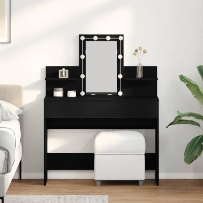 vidaXL Masă de Toaletă Stejar negru 100 x 40 x 130 cm Lemn compozit foto