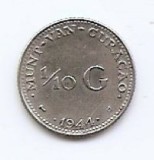 Curacao 1/10 Cent 1944 - Argint 1,3g /640, 15 mm, KM-43