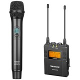 Microfon wireless UHF Saramonic UwMic9 Kit4, 1x transmitator de mana pentru sistemul UwMic9 HU9, 1x receptor UHF cu 2 canale RX9, Negru