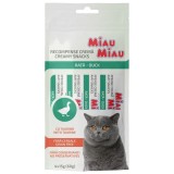 Recompensa pisici / hrana complementara, Miau Miau Creamy Snacks, carne de rata, 4 x 15 g