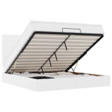 Cumpara ieftin Cadru de pat otoman cu saltele alb 180x200cm piele artificiala