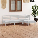 vidaXL Set mobilier de grădină, 4 piese, alb, lemn masiv de pin 3082628